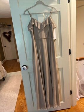 Bill Levkoff Elegant Ruffle-Neck Bridesmaid Dress in Cashmere